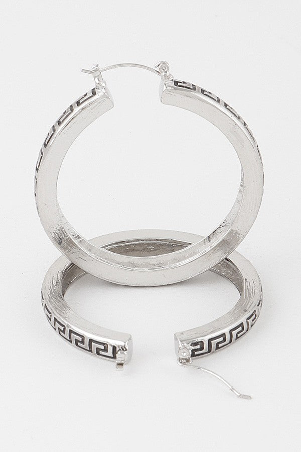 Greek Key Hoop Earrings