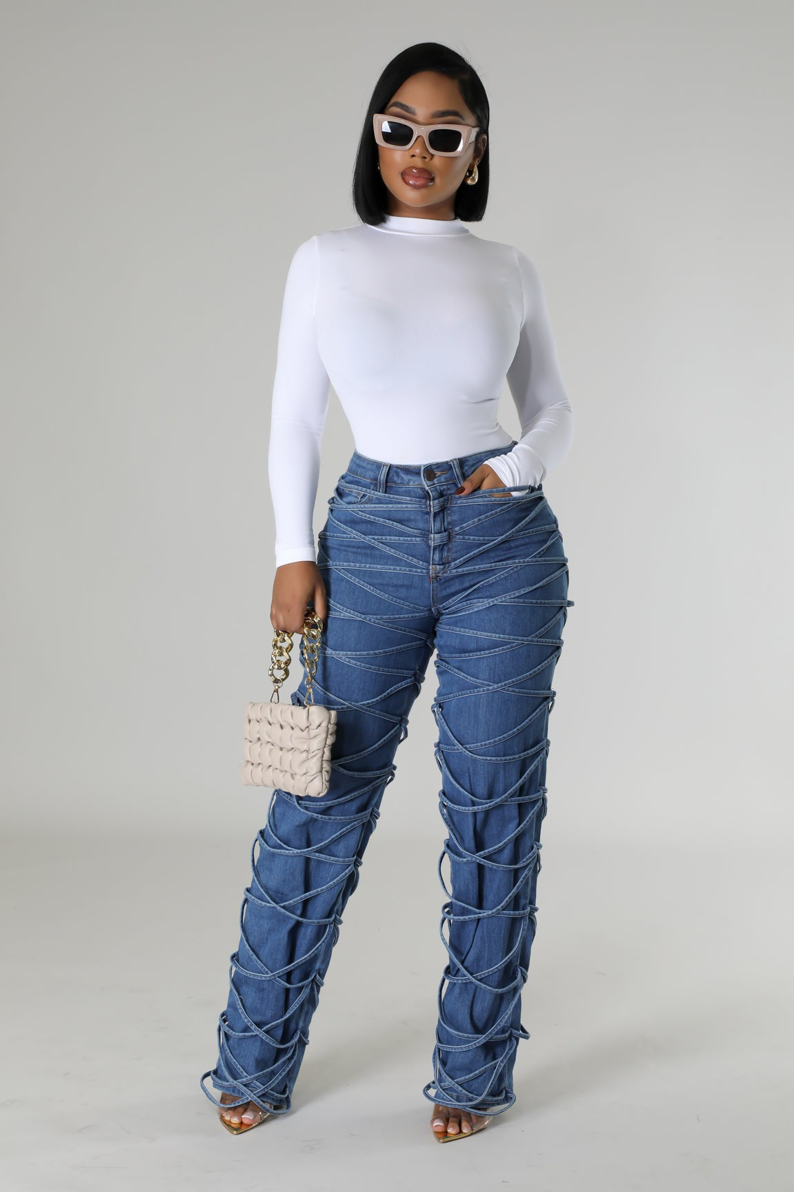 Strappy Straight Jeans