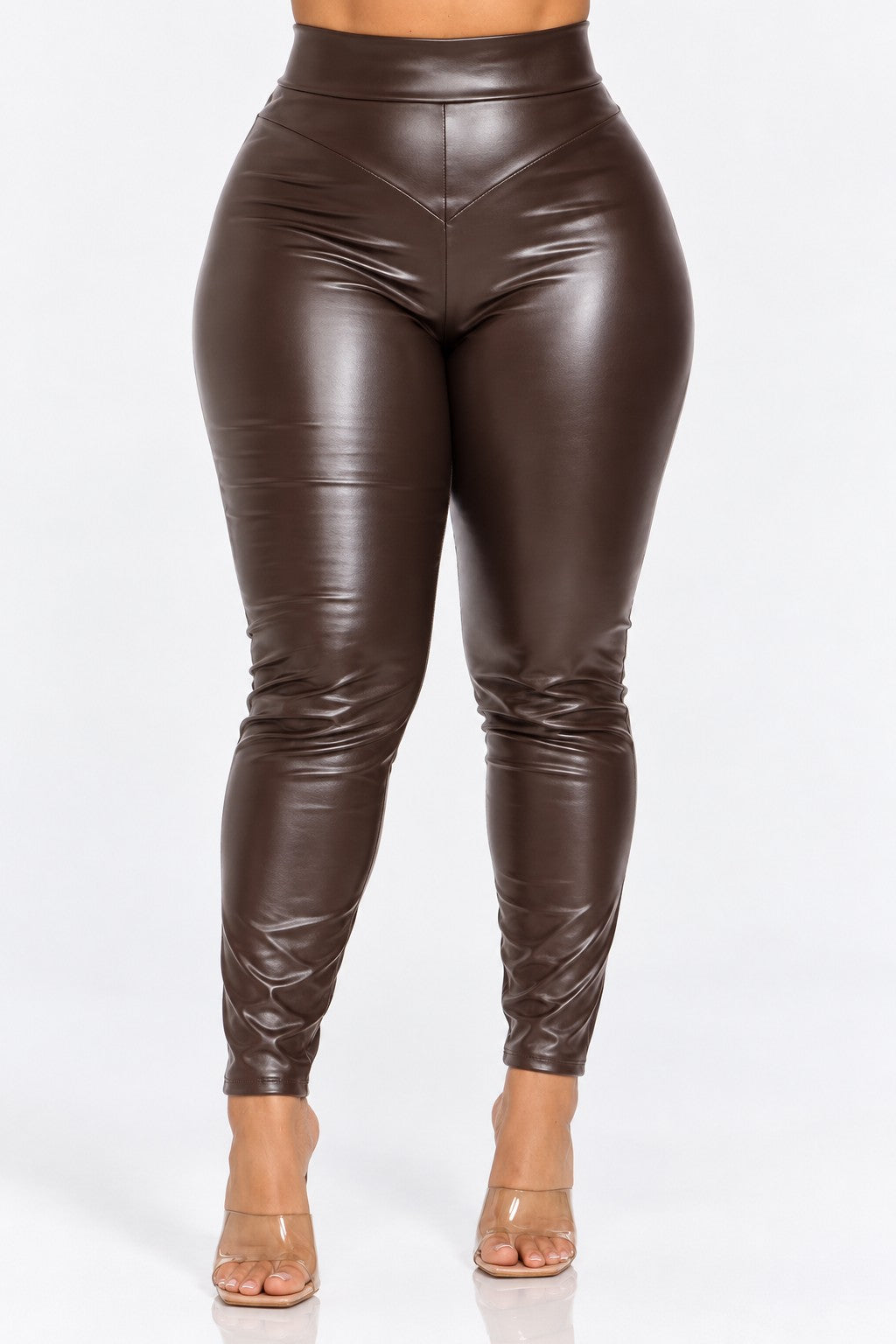 Plus Size Faux-Leather Cutout Top & Leggings Set