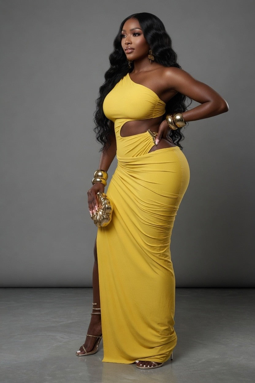 One Shoulder Cutout Side Maxi Dress