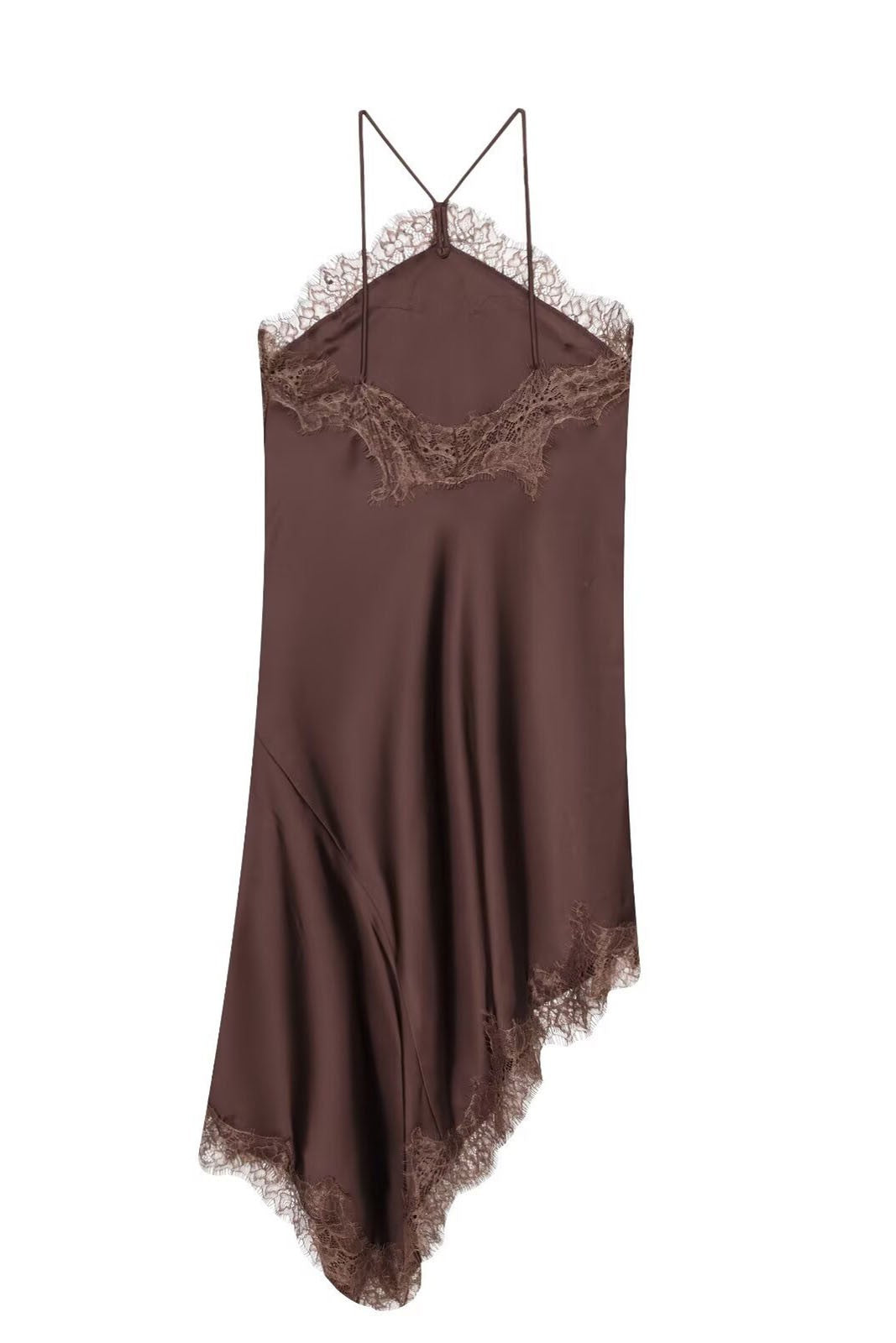 Lace Trim Asymmetrical Slip Dress