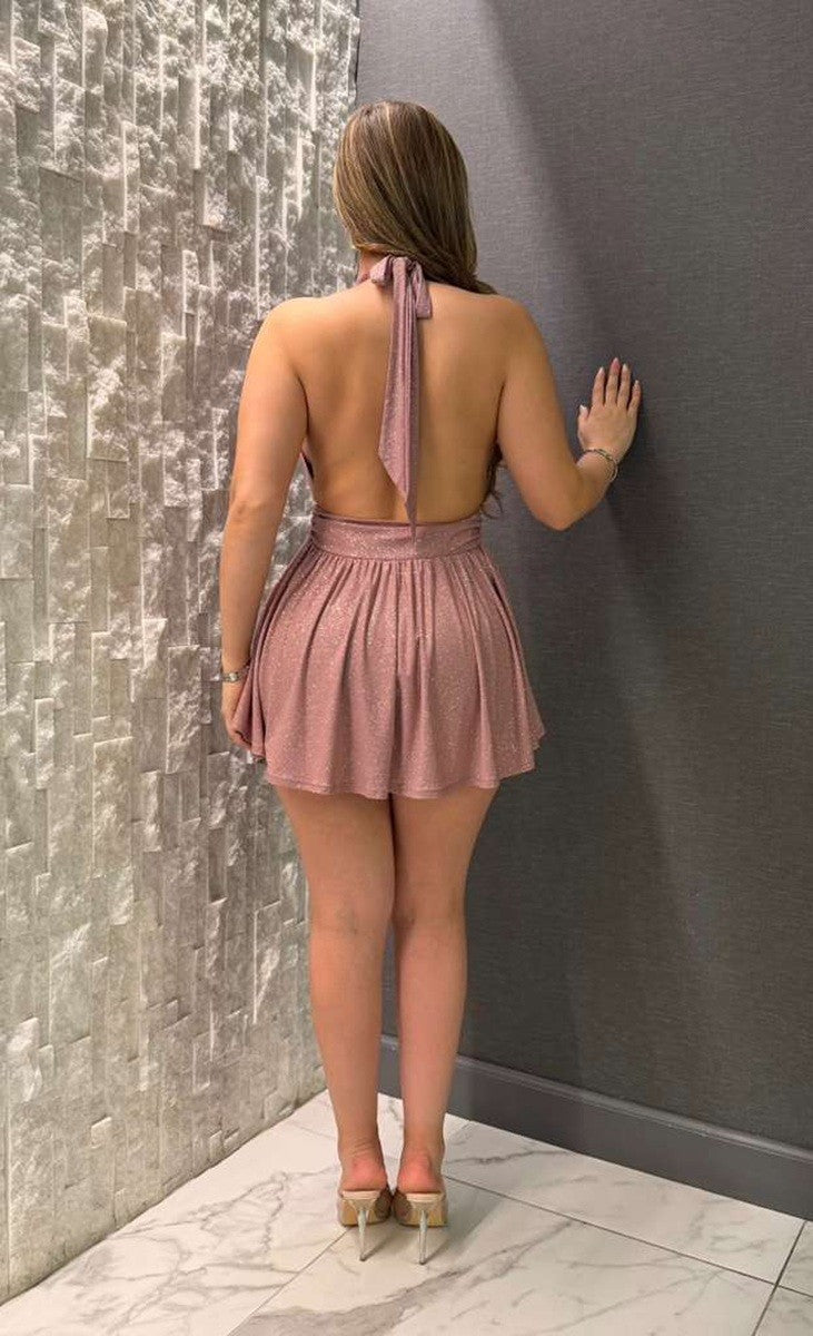 Glitter Stretch Shorts Dress