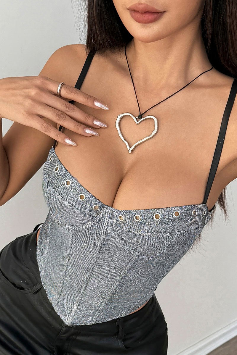 Eyelet Detail Corset Tank Top