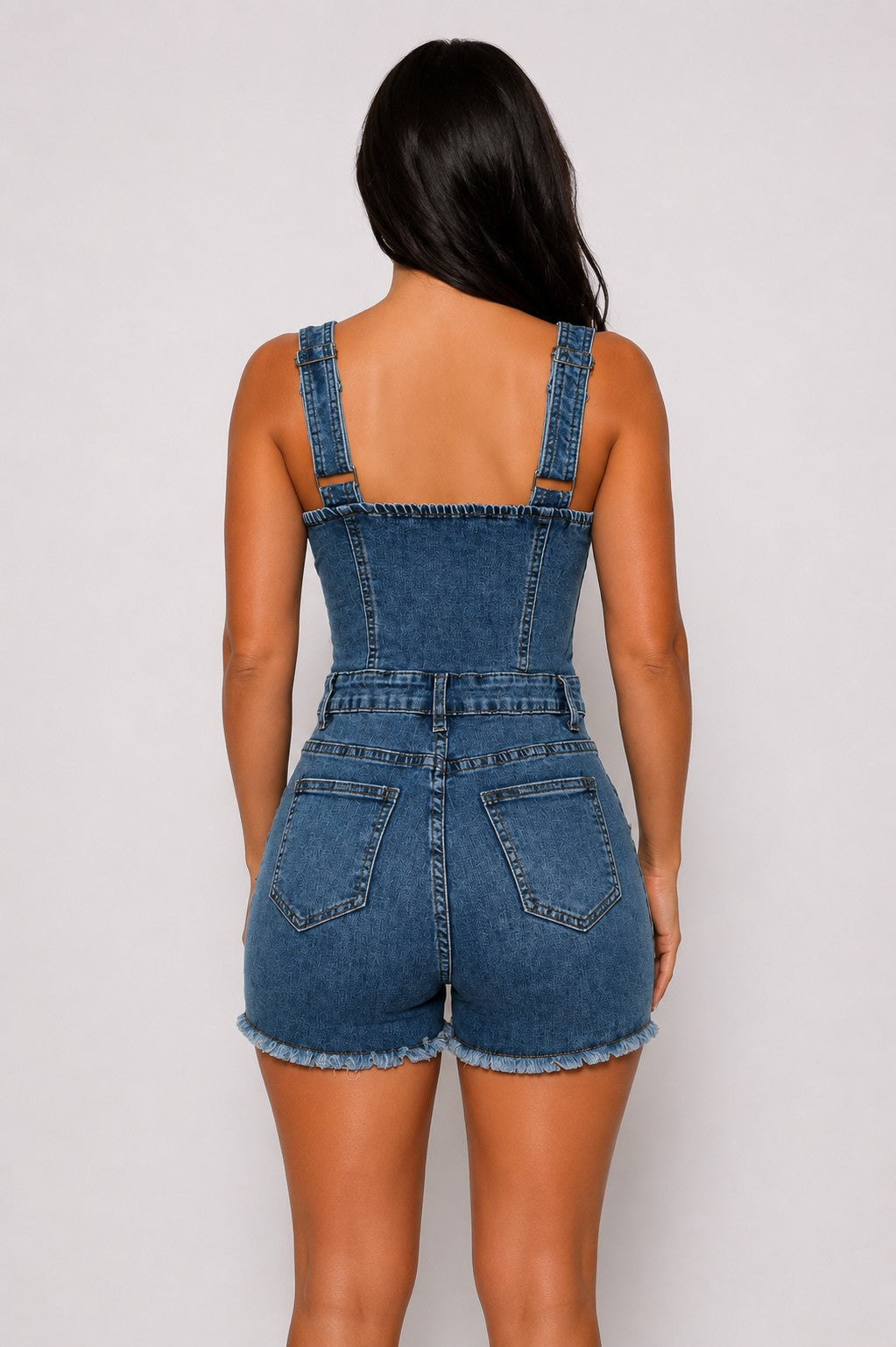 Denim Cargo Rompers Vintage Stretch Mini Shorts Ripped