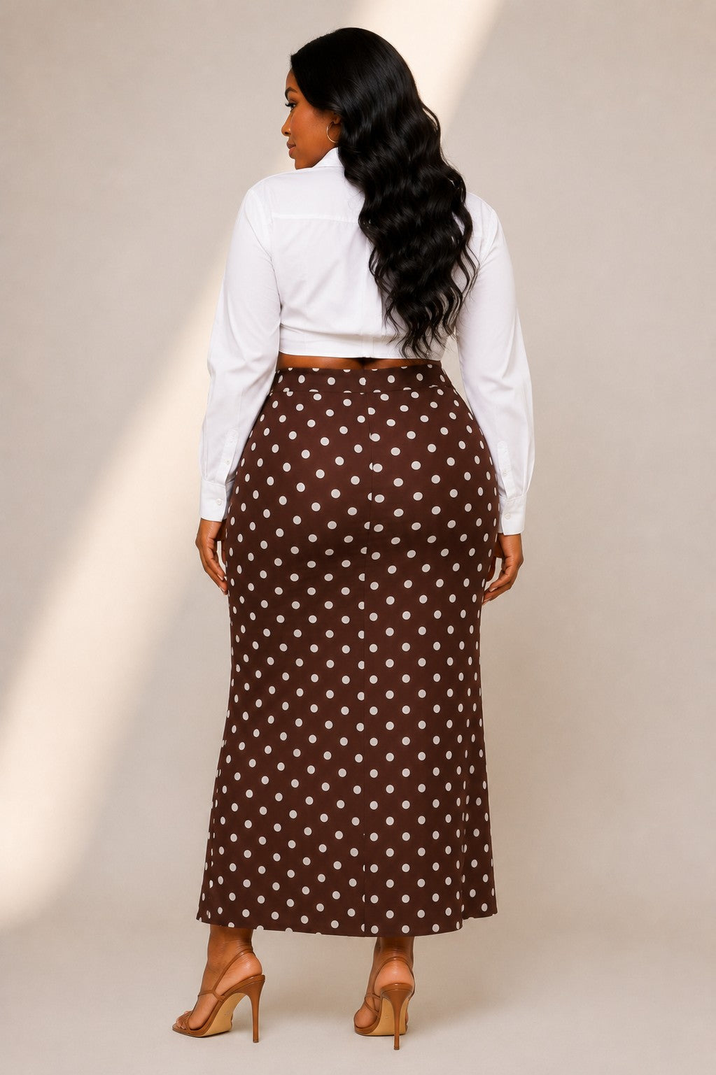 Plus Size Polka Dot Maxi Skirt