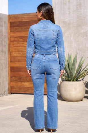 Vintage Washed Distressed Long Sleeve Denim Jacket