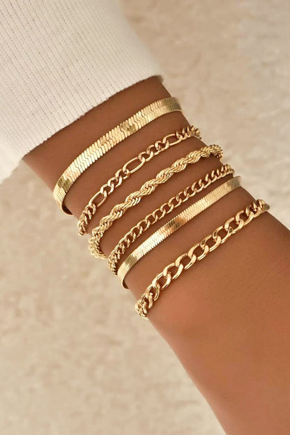 6pcs Gold Chain Bracelets Set