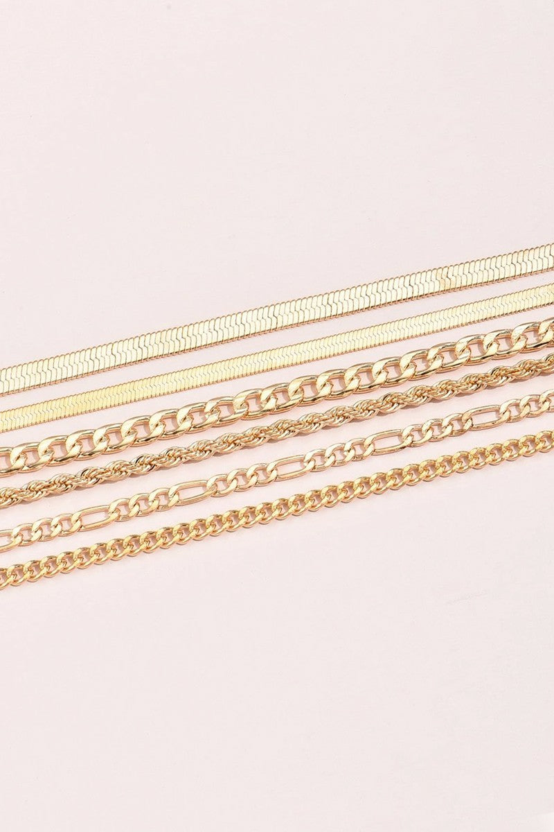 6pcs Gold Chain Bracelets Set