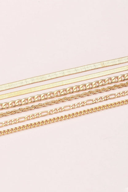 6pcs Gold Chain Bracelets Set