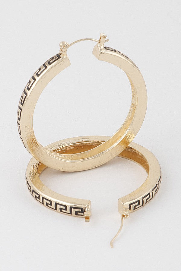 Greek Key Hoop Earrings