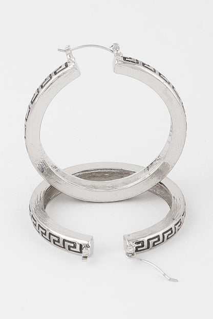 Greek Key Hoop Earrings