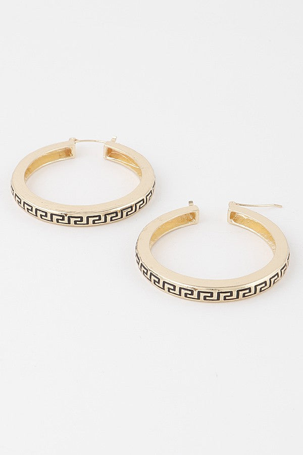 Greek Key Hoop Earrings