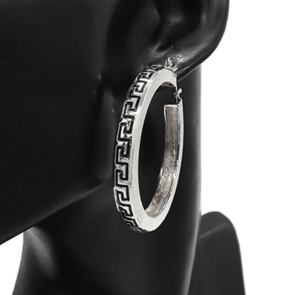Greek Key Hoop Earrings