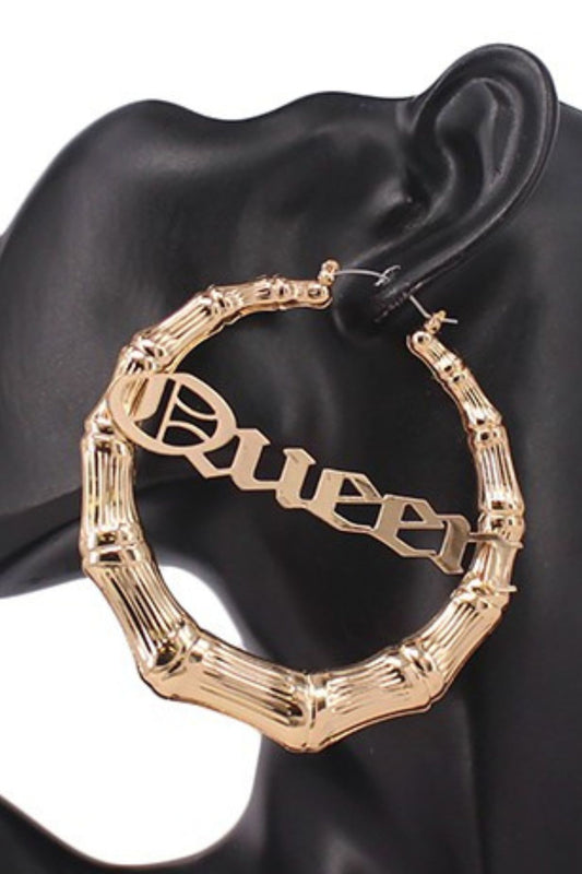Earrings Bamboo Hoop Queen 80mm
