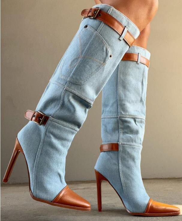 Womens Pointy Toe Stiletto Heel Booties Light Spot