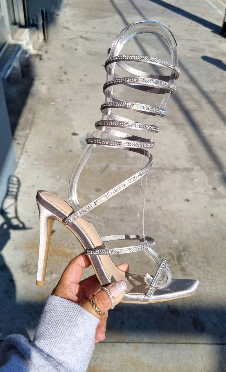 Rhinestone Wrap Gladiator Heels