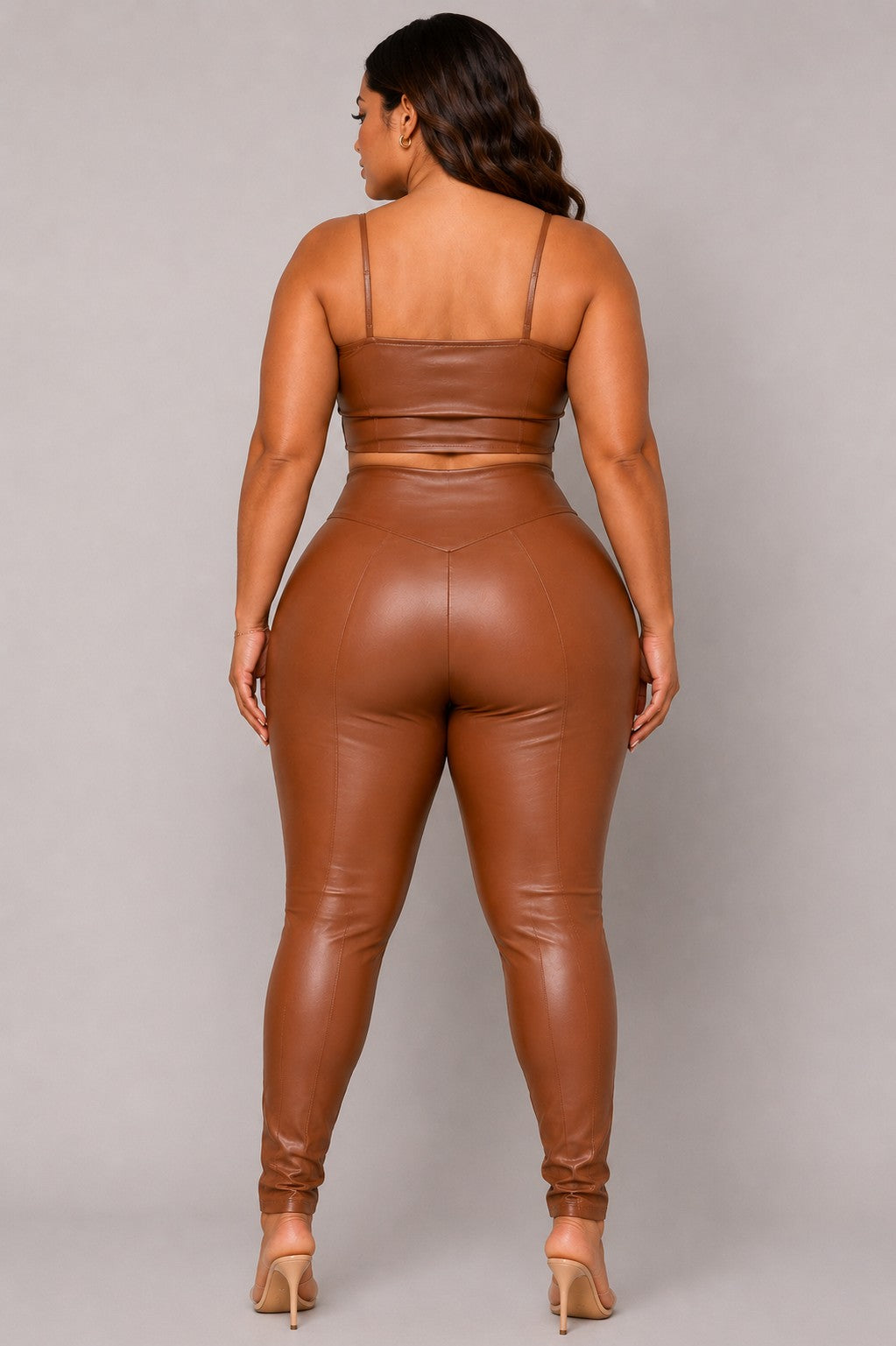 Plus Legging Leather Butt Lifting Pant Crop Top