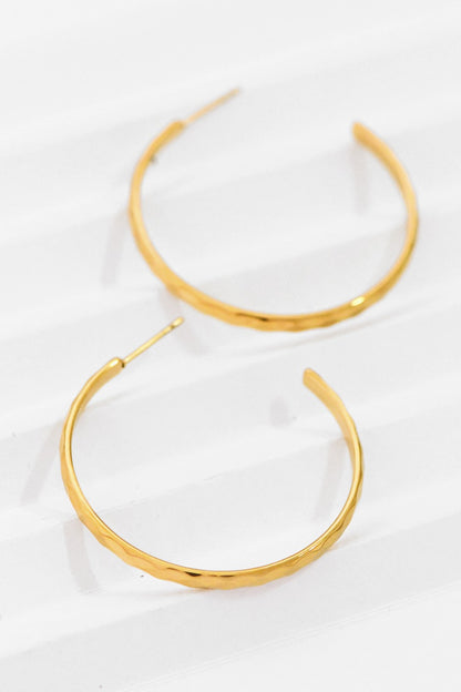 18k Gold Plated Waterproof Stainless Steel Hoop Earrings