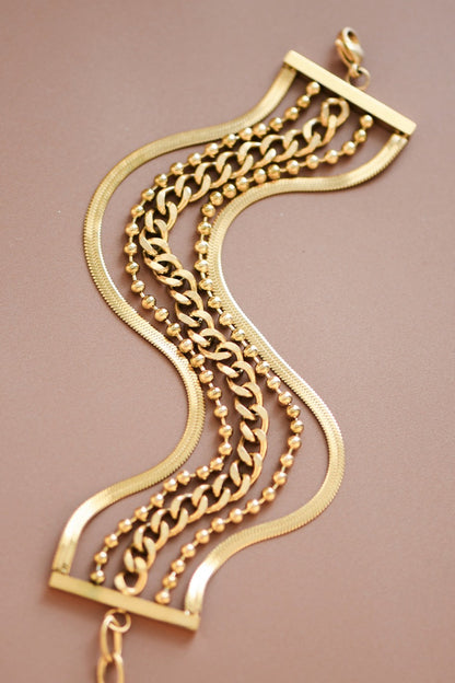 18k Gold Waterproof Stainless Steel Chain Bracelet
