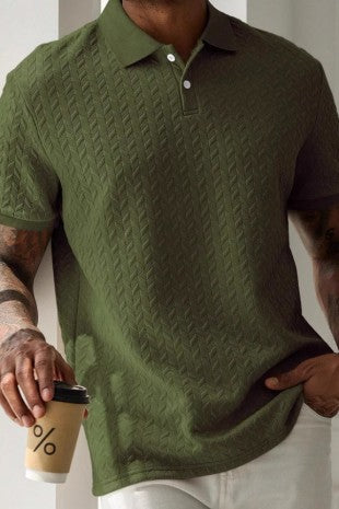 Solid Lapel Button Front Short Sleeve Polo Shirts