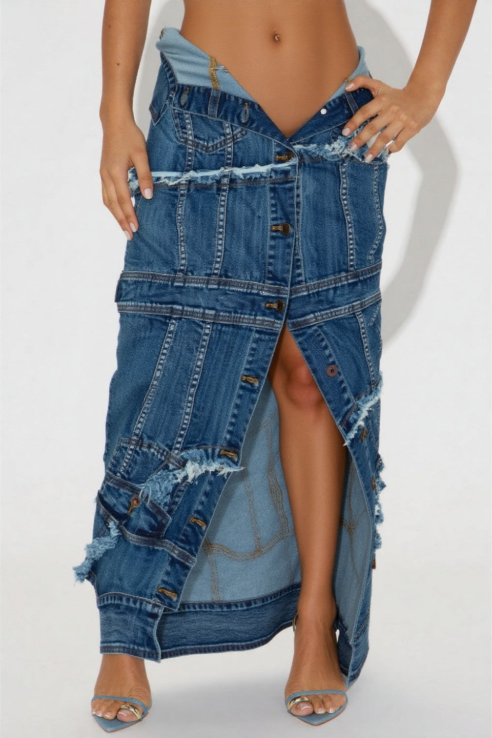 Dark-Wash Denim Maxi Skirt