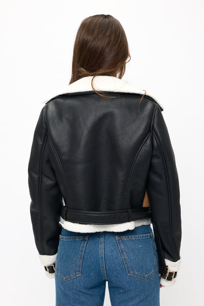 Contrast Edge Fur Bomber