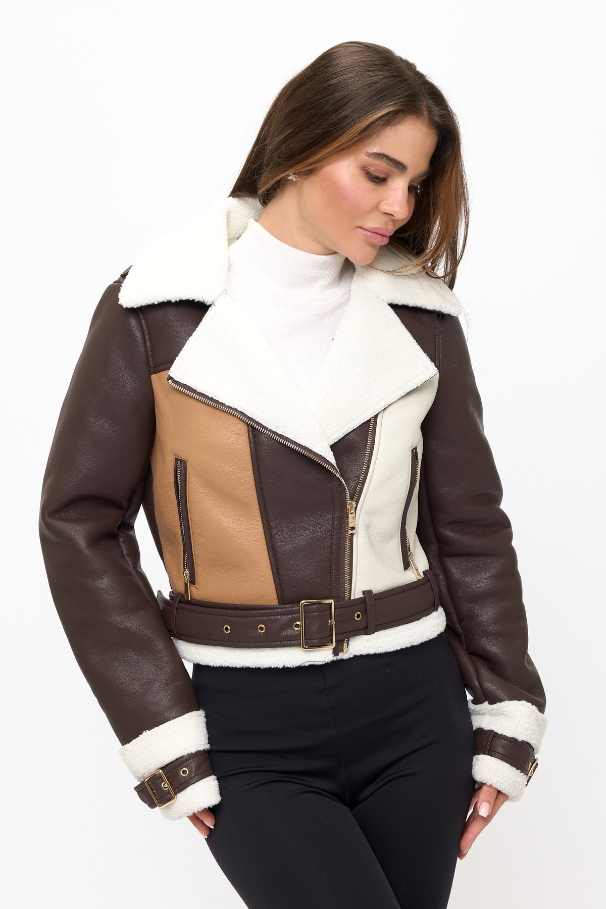Contrast Edge Fur Bomber