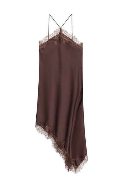 Lace Trim Asymmetrical Slip Dress