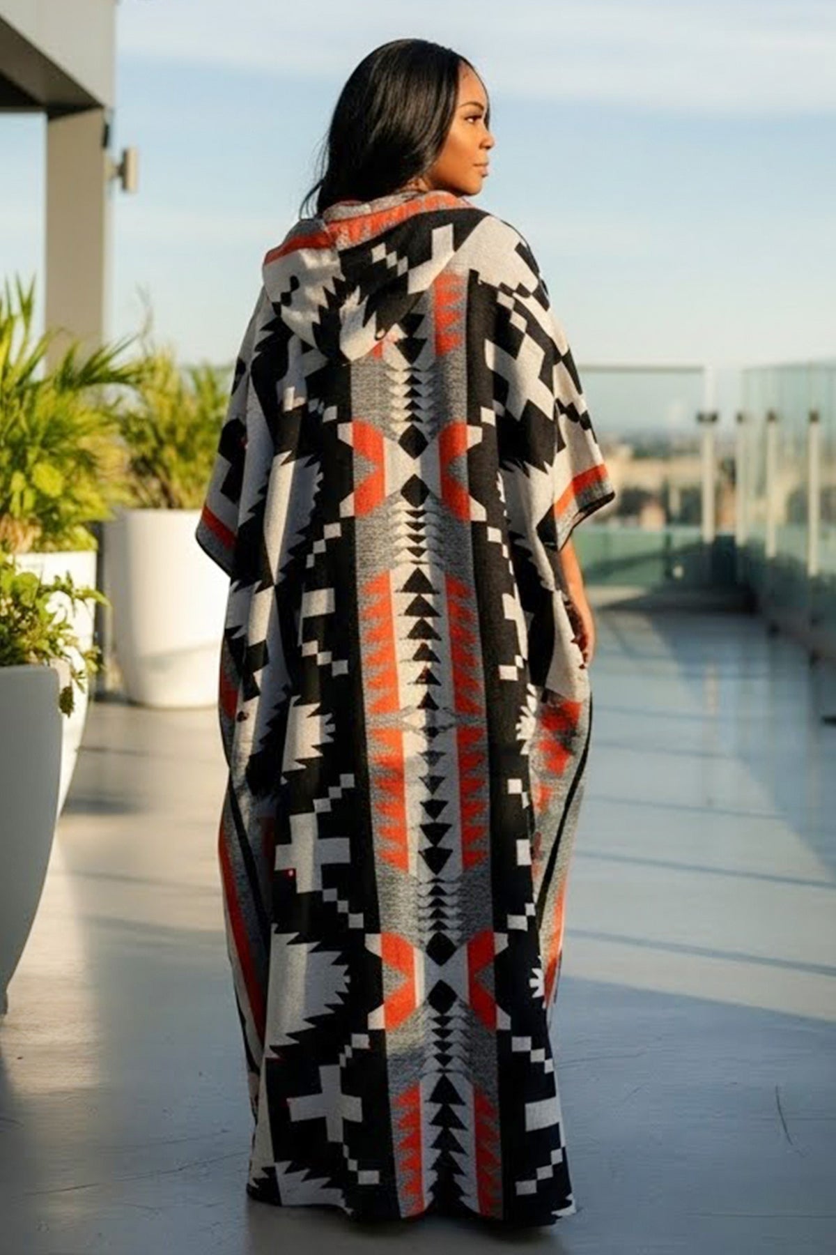 Abstract Pattern Crochet Kimono Maxi Cardigan