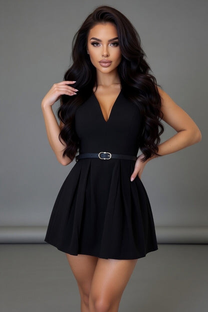 Deep V Neck Sleeveless Dress