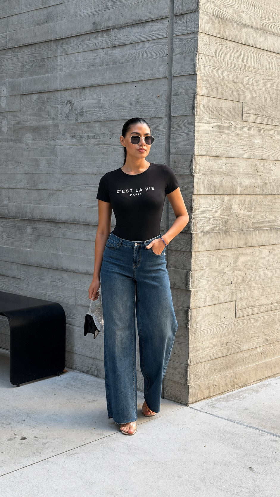 C' Est La Vie Paris Short Sleeve Graphic Bodysuit