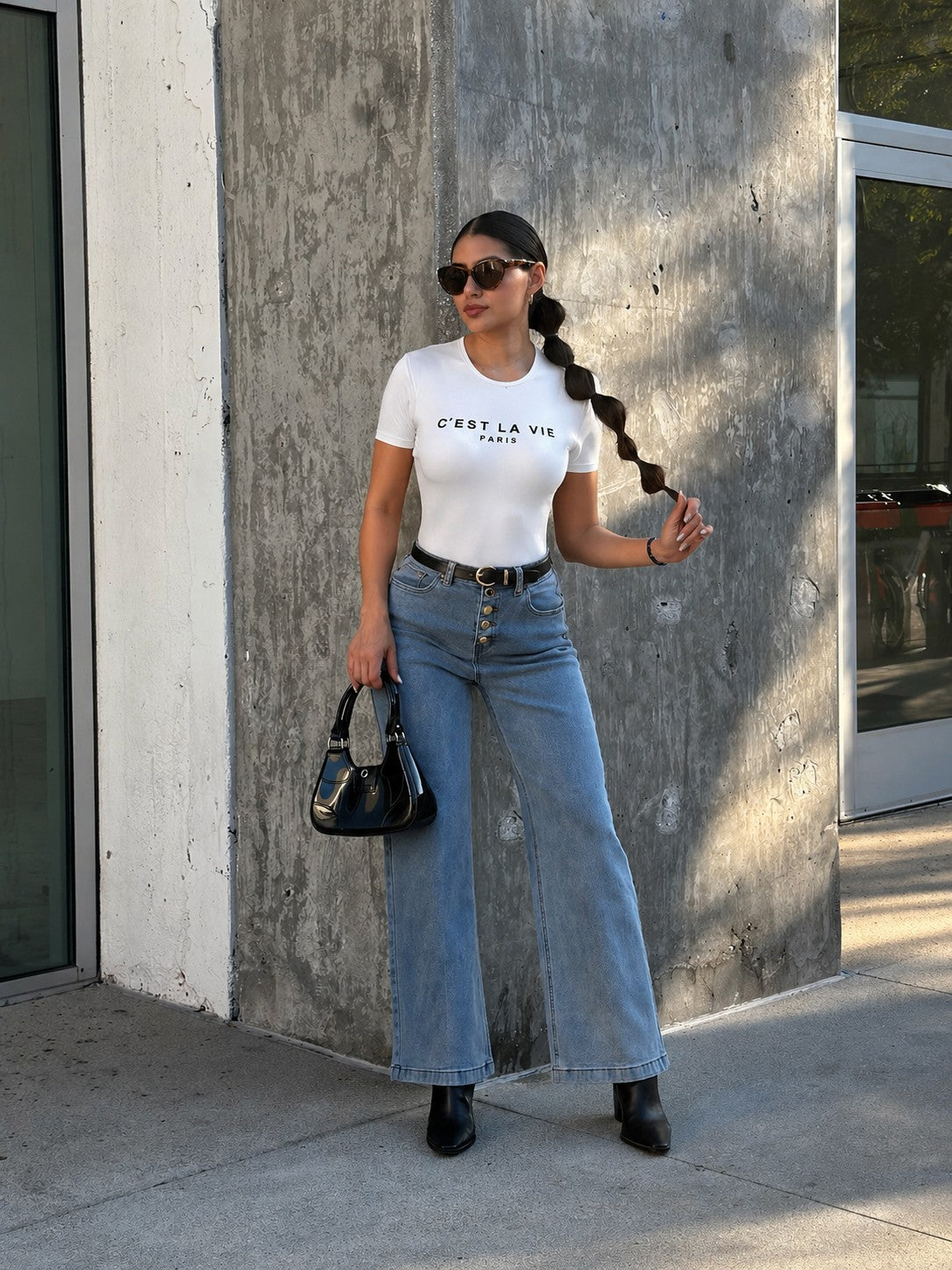 C' Est La Vie Paris Short Sleeve Graphic Bodysuit