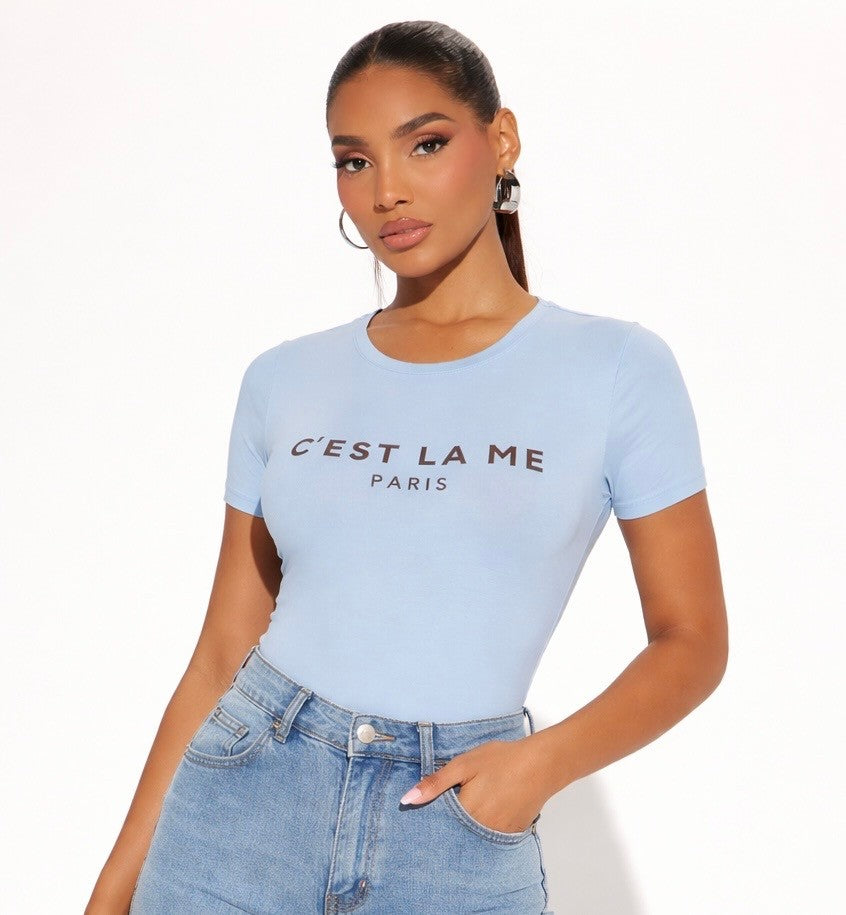 C' Est La Vie Paris Short Sleeve Graphic Bodysuit