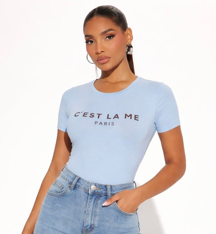 C' Est La Vie Paris Short Sleeve Graphic Bodysuit