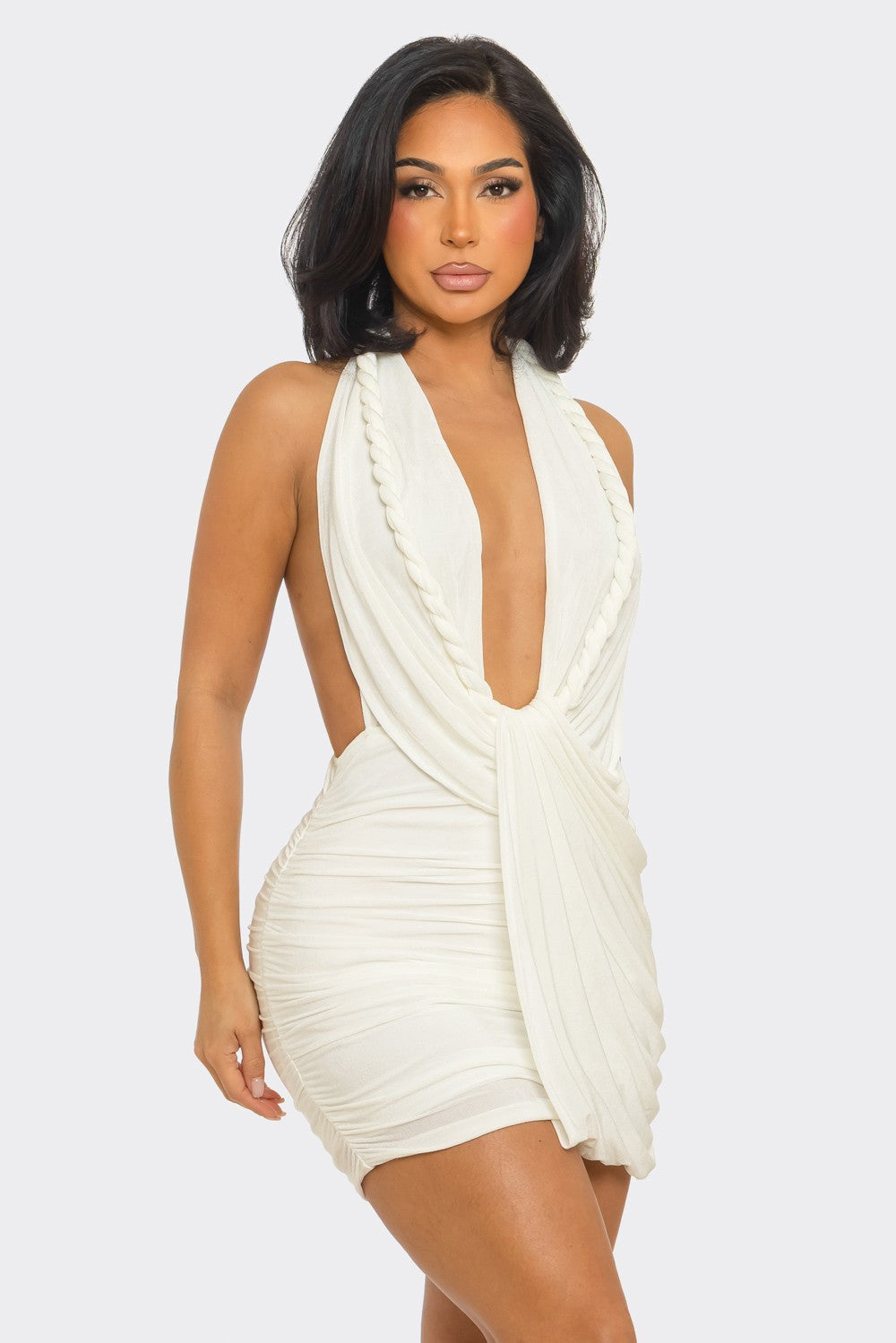 Halter-neck Braided Strap & Mini Dress