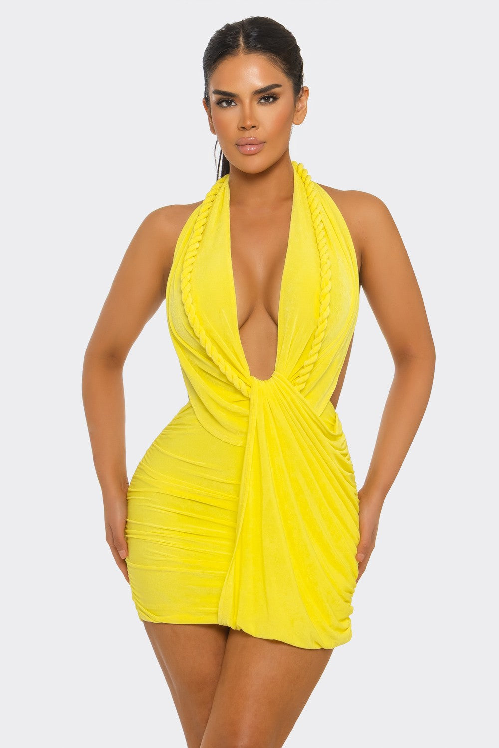 Halter-neck Braided Strap & Mini Dress
