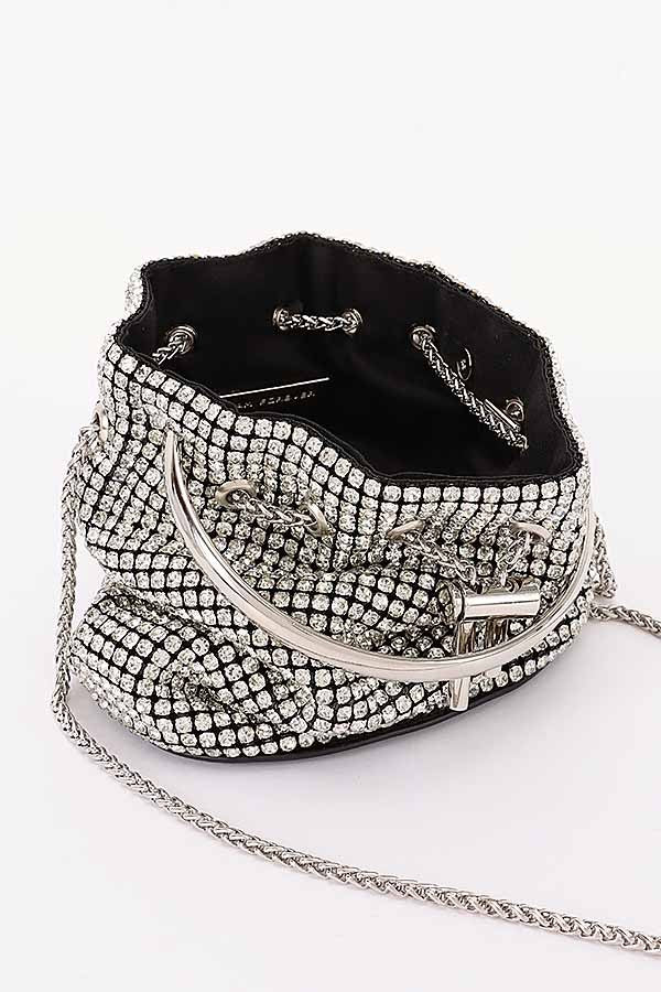 Rhinestone Bucket Bag With Ring Handle