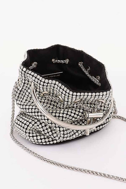 Rhinestone Bucket Bag With Ring Handle