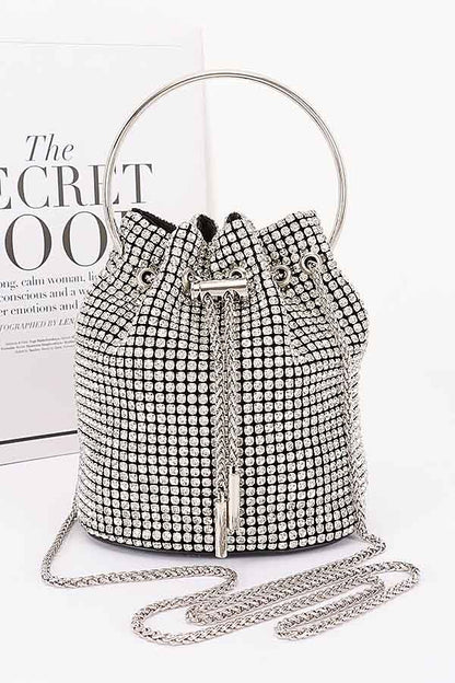 Rhinestone Bucket Bag With Ring Handle