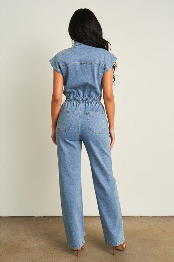 Denim Wide Pants Jumpsuit