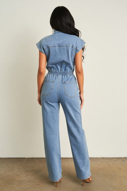 Denim Wide Pants Jumpsuit