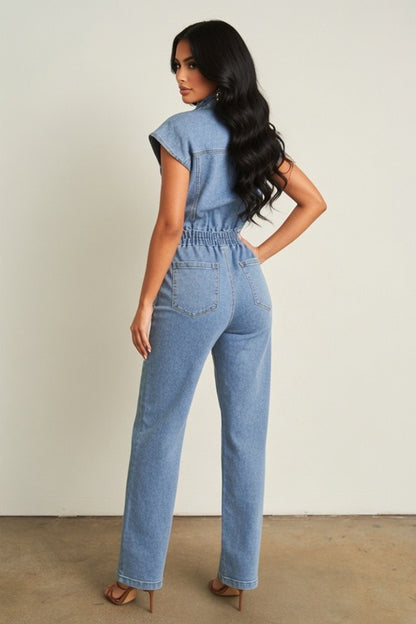 Denim Wide Pants Jumpsuit
