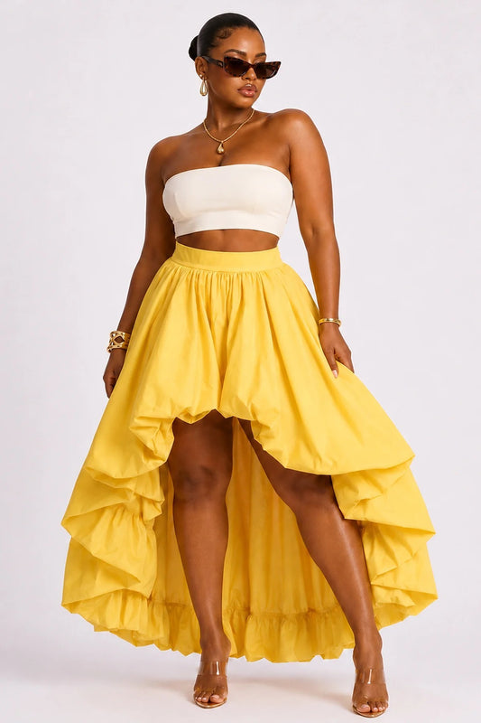 Plus Size High Low Maxi Bubble Maxi Skirt