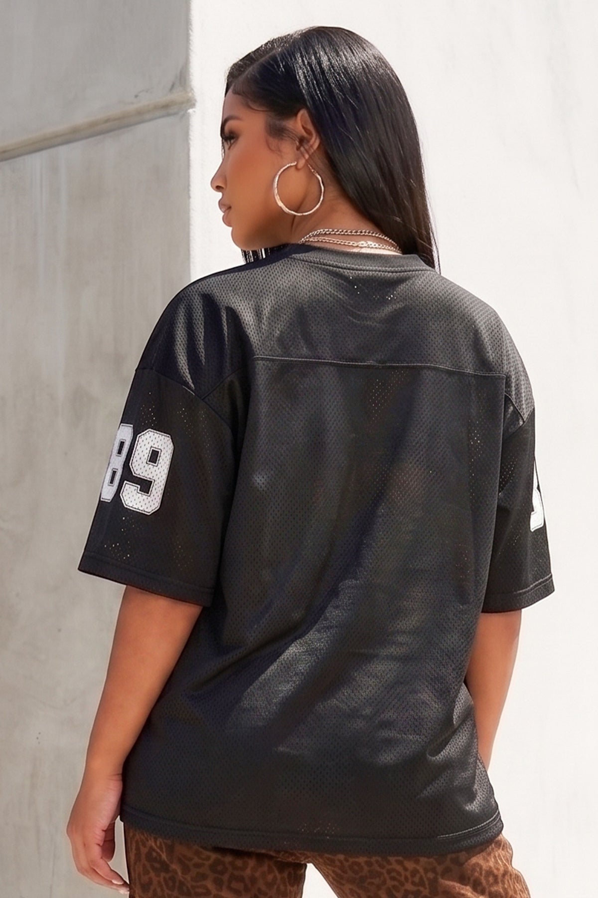 Varsity Number V-Neck Jersey Top
