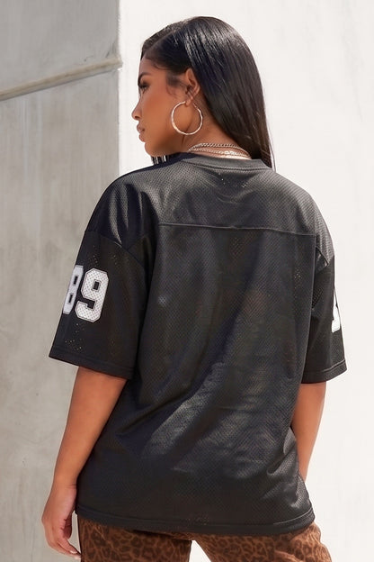Varsity Number V-Neck Jersey Top