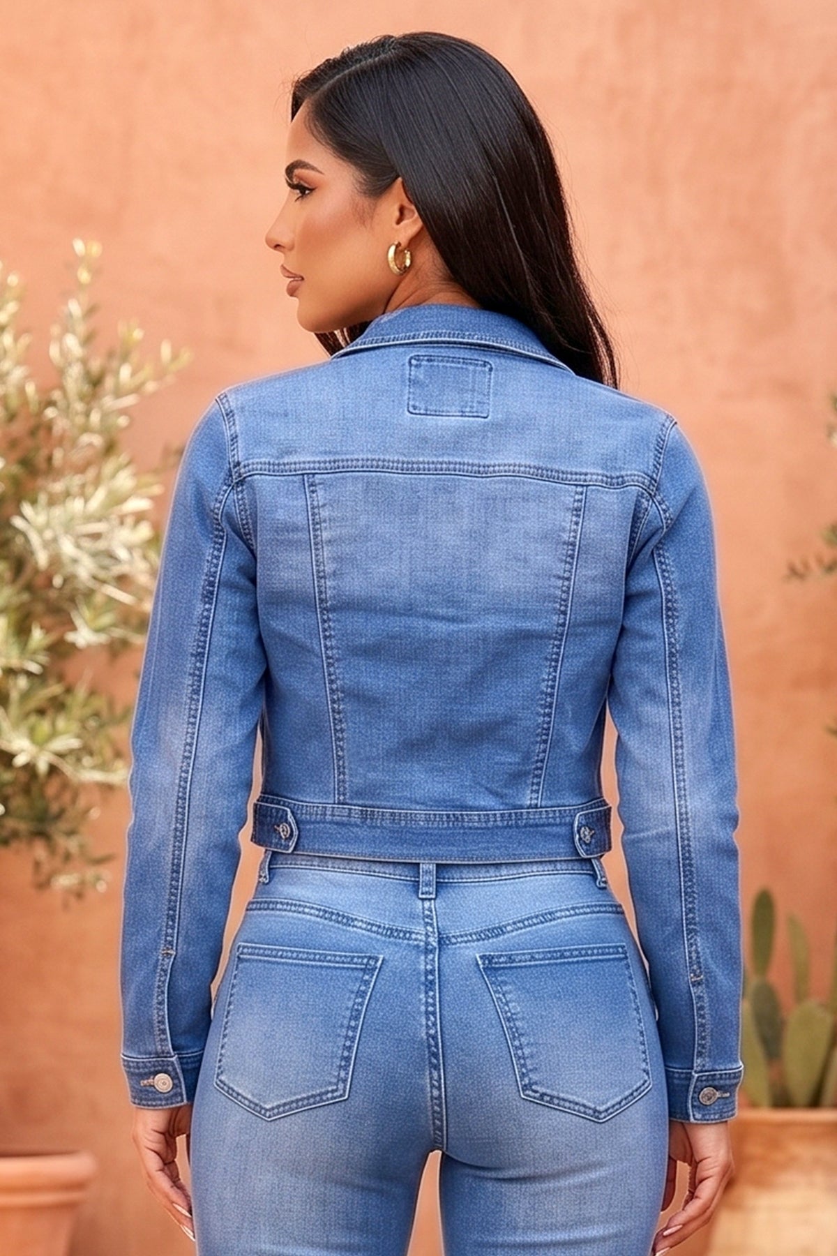 Vintage Washed Distressed Long Sleeve Denim Jacket