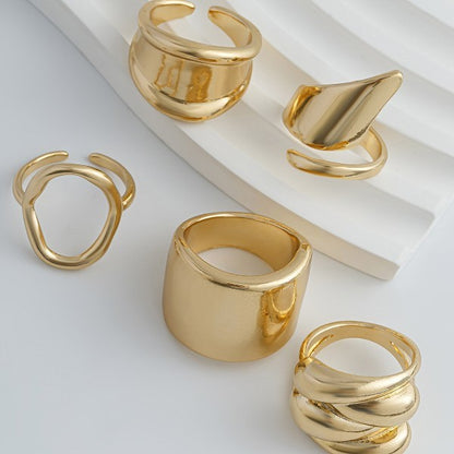 Gold Mixed Sculptural Ring Set
