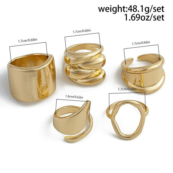 Gold Mixed Sculptural Ring Set