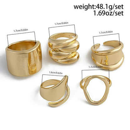 Gold Mixed Sculptural Ring Set