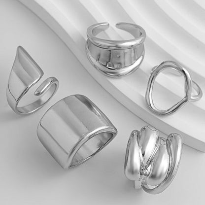 Gold Mixed Sculptural Ring Set